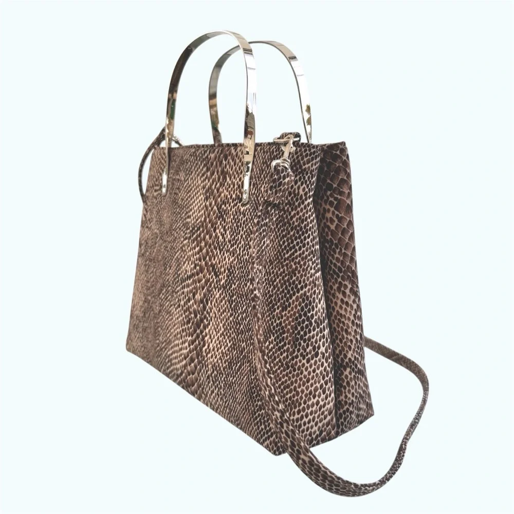 JC & CO Milano Small Snakeskin Print Bag with Crossbody Strap - Picture 3 of 8